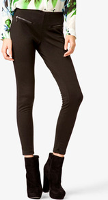 Zippered Ponte Leggings - pattern: plain; style: leggings; waist: mid/regular rise; predominant colour: black; occasions: casual; length: ankle length; fibres: polyester/polyamide - stretch; fit: skinny/tight leg; pattern type: fabric; pattern size: standard; texture group: jersey - stretchy/drapey