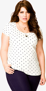 Polka Dot Tee - style: t-shirt; pattern: polka dot; predominant colour: white; occasions: casual; length: standard; neckline: scoop; fibres: cotton - stretch; fit: body skimming; sleeve length: short sleeve; sleeve style: standard; pattern type: fabric; pattern size: small & busy; texture group: jersey - stretchy/drapey
