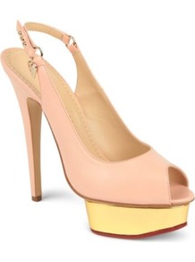Bon Bon Leather Sandals - predominant colour: nude; occasions: evening, occasion; material: leather; heel height: high; heel: platform; toe: open toe/peeptoe; style: slingbacks; finish: plain; pattern: plain
