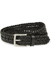 Equinox Belt - predominant colour: black; occasions: casual, evening, work; type of pattern: standard; style: plaited/woven; size: standard; worn on: hips; material: leather; pattern: plain; finish: plain