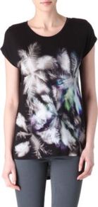 Tropique T Shirt - neckline: round neck; style: t-shirt; predominant colour: black; occasions: casual; length: standard; fibres: polyester/polyamide - 100%; fit: body skimming; bust detail: contrast pattern/fabric/detail at bust; sleeve length: short sleeve; sleeve style: standard; trends: high impact florals; pattern type: fabric; pattern size: standard; pattern: patterned/print; texture group: jersey - stretchy/drapey