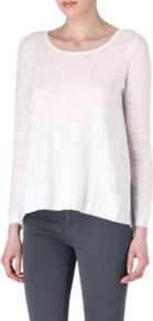 Supreme Contrast Jumper - neckline: round neck; pattern: plain; style: standard; predominant colour: ivory; occasions: casual, work, holiday; length: standard; fibres: cotton - mix; fit: slim fit; back detail: longer hem at back than at front; sleeve length: long sleeve; sleeve style: standard; texture group: knits/crochet; pattern type: knitted - fine stitch; pattern size: standard