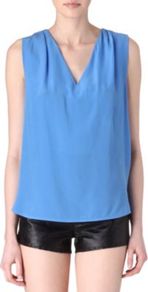Entrelacer Laced Back Top - neckline: v-neck; pattern: plain; sleeve style: sleeveless; back detail: low cut/open back; predominant colour: diva blue; occasions: casual, evening, work; length: standard; style: top; fibres: silk - 100%; fit: body skimming; shoulder detail: flat/draping pleats/ruching/gathering at shoulder; sleeve length: sleeveless; texture group: silky - light; pattern type: fabric