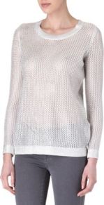 Star Mesh Knit Jumper - neckline: round neck; pattern: plain; bust detail: sheer at bust; style: standard; predominant colour: ivory; occasions: casual, evening, work; length: standard; fibres: cotton - 100%; fit: standard fit; sleeve length: long sleeve; sleeve style: standard; texture group: knits/crochet; pattern type: knitted - big stitch