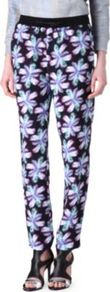 Prestige Printed Trousers - length: standard; style: peg leg; pocket detail: pockets at the sides; waist detail: belted waist/tie at waist/drawstring; waist: mid/regular rise; occasions: casual, evening, work, holiday; fibres: polyester/polyamide - 100%; hip detail: fitted at hip (bottoms); predominant colour: multicoloured; texture group: crepes; trends: high impact florals; fit: tapered; pattern type: fabric; pattern size: big & busy; pattern: florals