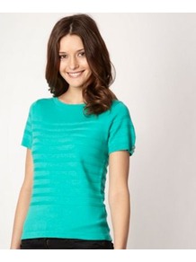 Designer Bright Green Short Sleeved Jumper - pattern: horizontal stripes; style: standard; predominant colour: emerald green; occasions: casual, evening, work; length: standard; fibres: acrylic - mix; fit: standard fit; neckline: crew; sleeve length: short sleeve; sleeve style: standard; texture group: knits/crochet; trends: fluorescent; pattern type: knitted - fine stitch; pattern size: standard