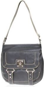 Buttonedup Cross - predominant colour: charcoal; occasions: casual, work; type of pattern: light; style: shoulder; length: shoulder (tucks under arm); size: standard; material: leather; pattern: plain; finish: plain; embellishment: buckles
