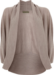 Mink Cocoon Cardigan - sleeve style: dolman/batwing; pattern: plain; neckline: shawl; style: open front; predominant colour: taupe; occasions: casual, work; length: standard; fibres: acrylic - 100%; fit: loose; sleeve length: 3/4 length; texture group: knits/crochet; pattern type: knitted - other; pattern size: standard