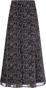 Women's Pixel Print Panelled Skirt, Multi Coloured - length: calf length; fit: body skimming; waist: high rise; predominant colour: black; occasions: evening, work, holiday; style: maxi skirt; fibres: polyester/polyamide - 100%; texture group: sheer fabrics/chiffon/organza etc.; trends: modern geometrics; pattern type: fabric; pattern size: small & busy; pattern: patterned/print