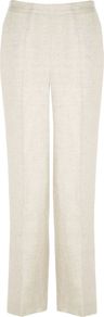 Women's Stone Linen Trousers, Natural - length: standard; pattern: plain; waist: mid/regular rise; predominant colour: stone; occasions: casual, evening, work, occasion, holiday; fibres: linen - 100%; waist detail: narrow waistband; texture group: cotton feel fabrics; fit: straight leg; pattern type: fabric; style: standard