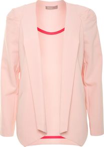Women's Pintuck Blazer, Peach - pattern: plain; style: single breasted blazer; collar: shawl/waterfall; predominant colour: coral; occasions: casual, evening, work, occasion; length: standard; fit: straight cut (boxy); fibres: polyester/polyamide - stretch; shoulder detail: structured/bulky pleats/bulky detail at shoulder; sleeve length: long sleeve; sleeve style: standard; texture group: crepes; trends: tuxedo; collar break: low/open; pattern type: fabric; pattern size: standard