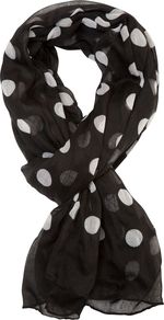 Polka Dot Scarf, Multi Coloured - predominant colour: black; occasions: casual, work; type of pattern: standard; style: regular; size: standard; material: fabric; pattern: polka dot