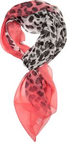 Blurred Colour Animal Print Scarf, Multi Coloured - predominant colour: coral; occasions: casual, work; type of pattern: standard; style: regular; size: standard; material: fabric; pattern: animal print