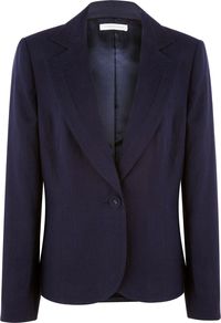 Women's Ink Linen Jacket, Navy - pattern: plain; style: single breasted blazer; collar: standard lapel/rever collar; predominant colour: navy; occasions: evening, work, occasion; length: standard; fit: tailored/fitted; fibres: linen - 100%; waist detail: fitted waist; sleeve length: long sleeve; sleeve style: standard; texture group: linen; collar break: medium; pattern type: fabric; pattern size: standard