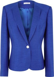 Women's Pacific Blue Occasion Jacket, Blue - pattern: plain; style: single breasted blazer; collar: shawl/waterfall; predominant colour: indigo; occasions: casual, evening, work, occasion; length: standard; fit: tailored/fitted; fibres: polyester/polyamide - mix; sleeve length: long sleeve; sleeve style: standard; collar break: medium; pattern type: fabric; pattern size: standard; texture group: woven light midweight