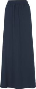 Petite Navy Shirred Maxi Skirt - pattern: plain; fit: loose/voluminous; waist detail: elasticated waist; waist: mid/regular rise; predominant colour: navy; occasions: casual, evening, work, holiday; length: floor length; style: maxi skirt; fibres: polyester/polyamide - stretch; hip detail: soft pleats at hip/draping at hip/flared at hip; pattern type: fabric; pattern size: standard; texture group: other - light to midweight