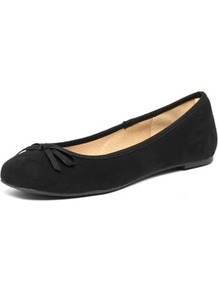 Black Square Toe Ballet Shoes - predominant colour: black; occasions: casual, work, holiday; material: fabric; heel height: flat; toe: square toe; style: ballerinas / pumps; finish: plain; pattern: plain