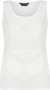 White Sequin Panel Vest - neckline: round neck; sleeve style: sleeveless; bust detail: added detail/embellishment at bust; style: vest top; predominant colour: white; occasions: casual; length: standard; fibres: polyester/polyamide - 100%; fit: body skimming; sleeve length: sleeveless; pattern type: fabric; pattern size: standard; texture group: jersey - stretchy/drapey; embellishment: sequins