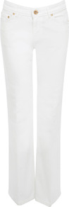 Regular White Scarlet Jean - style: bootcut; length: standard; pattern: plain; pocket detail: traditional 5 pocket; waist: mid/regular rise; predominant colour: white; occasions: casual; fibres: cotton - stretch; texture group: denim; pattern type: fabric; pattern size: standard