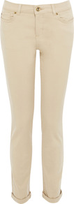 Coloured Cherry Crop - style: skinny leg; pattern: plain; pocket detail: traditional 5 pocket; waist: mid/regular rise; predominant colour: stone; occasions: casual; length: ankle length; fibres: cotton - stretch; jeans & bottoms detail: turn ups; texture group: denim; pattern type: fabric; pattern size: standard