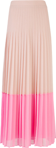Petrus Colour Block Maxi Skirt, Pale Pink - fit: loose/voluminous; waist: mid/regular rise; predominant colour: blush; occasions: casual, evening, work, occasion, holiday; length: floor length; style: maxi skirt; fibres: polyester/polyamide - 100%; hip detail: structured pleats at hip; waist detail: narrow waistband; texture group: sheer fabrics/chiffon/organza etc.; trends: fluorescent; pattern type: fabric; pattern size: small & light; pattern: colourblock