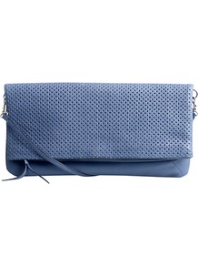 Penelope Clutch Bag - predominant colour: indigo; occasions: casual, evening, occasion; style: clutch; length: hand carry; size: small; material: leather; pattern: plain; finish: plain