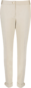 Tapered Buckle Trousers - length: standard; pattern: plain; waist: mid/regular rise; predominant colour: ivory; occasions: casual, evening, work; fibres: cotton - stretch; jeans & bottoms detail: turn ups; fit: tapered; pattern type: fabric; texture group: other - light to midweight; style: standard