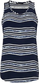Adria Silk Stripe Print Vest Top Blue - neckline: round neck; sleeve style: standard vest straps/shoulder straps; pattern: horizontal stripes; style: vest top; predominant colour: navy; occasions: casual, evening, work, holiday; length: standard; fibres: silk - 100%; fit: body skimming; back detail: longer hem at back than at front; sleeve length: sleeveless; texture group: crepes; pattern type: fabric; pattern size: standard