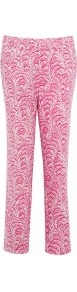 Pink Textured Silk Tapered Trousers - waist: mid/regular rise; predominant colour: hot pink; occasions: casual, evening, work, holiday; length: ankle length; fibres: silk - 100%; waist detail: narrow waistband; texture group: cotton feel fabrics; fit: slim leg; pattern type: fabric; pattern size: standard; pattern: patterned/print; style: standard