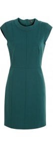 Emerald Green New Recovery Cotton Fitted Dress - style: shift; length: mid thigh; sleeve style: capped; pattern: plain; waist detail: fitted waist; predominant colour: dark green; occasions: casual, evening; fit: body skimming; fibres: cotton - mix; neckline: crew; sleeve length: short sleeve; texture group: jersey - clingy; pattern type: fabric; pattern size: standard