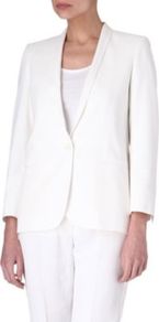 Washed Satin Blazer - pattern: plain; style: single breasted blazer; collar: standard lapel/rever collar; predominant colour: white; occasions: evening, work, occasion; length: standard; fit: tailored/fitted; fibres: acrylic - mix; sleeve length: long sleeve; sleeve style: standard; texture group: structured shiny - satin/tafetta/silk etc.; collar break: low/open; pattern type: fabric