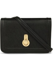 Janice Shoulder Bag - predominant colour: black; occasions: casual, evening, work, occasion; type of pattern: standard; style: shoulder; length: across body/long; size: standard; material: leather; pattern: plain; finish: plain