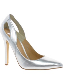 Populate Pointed High Heels - predominant colour: silver; occasions: evening, occasion; material: faux leather; heel height: high; heel: stiletto; toe: pointed toe; style: courts; trends: metallics; finish: metallic; pattern: plain