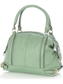 Green Lotus Tatum Shopper Bag - predominant colour: pistachio; occasions: casual, work; type of pattern: standard; style: tote; length: handle; size: standard; material: faux leather; embellishment: studs; pattern: plain; finish: plain