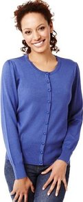 Bobble Button Plain Cardigan - neckline: round neck; pattern: plain; bust detail: buttons at bust (in middle at breastbone)/zip detail at bust; predominant colour: royal blue; occasions: casual, work; length: standard; style: standard; fit: slim fit; sleeve length: long sleeve; sleeve style: standard; texture group: knits/crochet; pattern type: knitted - fine stitch; pattern size: standard; fibres: viscose/rayon - mix