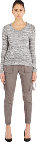 Popcorn Stitch Metallilc Jumper - neckline: round neck; style: standard; predominant colour: light grey; occasions: casual, work; length: standard; fibres: viscose/rayon - 100%; fit: standard fit; sleeve length: long sleeve; sleeve style: standard; texture group: knits/crochet; pattern type: knitted - other; pattern size: standard; pattern: patterned/print