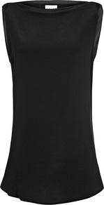 Phedra Slash Neck Top - neckline: slash/boat neckline; pattern: plain; sleeve style: sleeveless; predominant colour: black; occasions: casual, evening, work, occasion; length: standard; style: top; fibres: silk - 100%; fit: body skimming; back detail: longer hem at back than at front; sleeve length: sleeveless; texture group: silky - light; pattern type: fabric; pattern size: standard