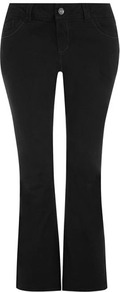 Black Bootcut Jeans - style: bootcut; length: standard; pattern: plain; pocket detail: traditional 5 pocket; waist: mid/regular rise; predominant colour: black; occasions: casual, evening; fibres: cotton - mix; jeans detail: dark wash; texture group: denim; pattern type: fabric; pattern size: standard