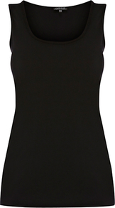 Basic Cotton Vest - pattern: plain; sleeve style: sleeveless; waist detail: fitted waist; style: vest top; predominant colour: black; occasions: casual, evening; length: standard; neckline: scoop; fibres: cotton - 100%; fit: tailored/fitted; sleeve length: sleeveless; pattern type: fabric; pattern size: standard; texture group: jersey - stretchy/drapey