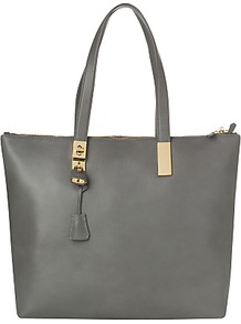 Posey Tote Bag - predominant colour: mid grey; occasions: casual, evening, work; type of pattern: standard; style: tote; length: shoulder (tucks under arm); size: standard; material: leather; pattern: plain; finish: plain