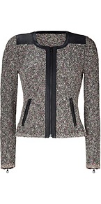 Black/Multi Lory Jacket - pattern: plain; style: single breasted blazer; collar: round collar/collarless; predominant colour: charcoal; secondary colour: black; occasions: casual, evening, work; length: standard; fit: tailored/fitted; fibres: cotton - mix; waist detail: fitted waist; sleeve length: long sleeve; sleeve style: standard; collar break: high; pattern type: fabric; texture group: tweed - light/midweight