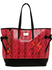 Maya Lightning Snake Print Shopper - predominant colour: pink; occasions: casual; type of pattern: standard; style: tote; length: handle; size: standard; material: faux leather; trends: statement prints; finish: patent; pattern: patterned/print