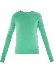 Sloane Crew Neck Sweater - pattern: plain; style: standard; predominant colour: pistachio; occasions: casual, work; length: standard; fit: slim fit; neckline: crew; fibres: cashmere - 100%; sleeve length: long sleeve; sleeve style: standard; texture group: knits/crochet; pattern type: knitted - fine stitch; pattern size: standard