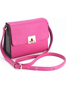 Harriet Crossbody Bag, Pink - predominant colour: hot pink; occasions: casual, evening, work; type of pattern: standard; style: messenger; length: across body/long; size: small; material: faux leather; pattern: plain, colourblock; trends: fluorescent; finish: plain