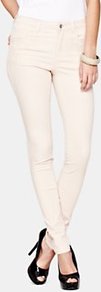 Broderie Jeans Peach, White - style: skinny leg; length: standard; pocket detail: traditional 5 pocket; waist: mid/regular rise; predominant colour: nude; occasions: casual, holiday; fibres: cotton - stretch; texture group: denim; pattern type: fabric; pattern size: standard; embellishment: embroidered