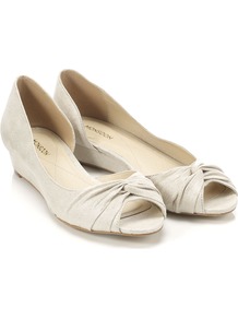 Newport Demiwedge - predominant colour: ivory; occasions: casual, holiday; material: fabric; heel height: mid; toe: open toe/peeptoe; style: ballerinas / pumps; finish: plain; pattern: plain