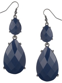 Dalia Earring - predominant colour: navy; occasions: evening, occasion; style: drop; length: long; size: large/oversized; material: plastic/rubber; fastening: pierced; finish: plain; embellishment: jewels