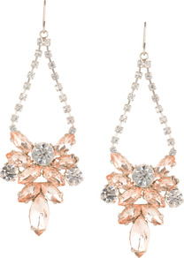 Starflower Earring - predominant colour: gold; occasions: evening, occasion; style: drop; length: long; size: large/oversized; material: chain/metal; fastening: pierced; finish: plain; embellishment: crystals