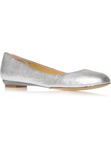 Guzzler Flat Shoes, Silver - predominant colour: silver; occasions: casual, evening, holiday; material: leather; heel height: flat; toe: round toe; style: ballerinas / pumps; trends: metallics; finish: metallic; pattern: plain
