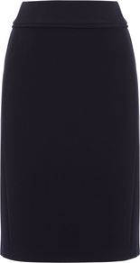 Women's Olivia Skirt, Navy - pattern: plain; style: pencil; fit: tailored/fitted; waist detail: wide waistband/cummerbund; waist: high rise; predominant colour: navy; occasions: evening, work; length: on the knee; fibres: polyester/polyamide - mix; pattern type: fabric; pattern size: standard; texture group: other - light to midweight